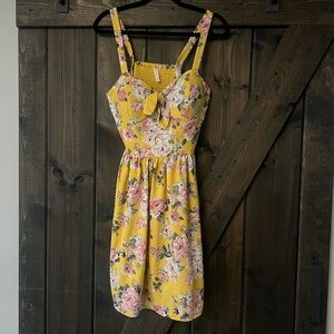 Xhilaration Yellow and Pink Floral Mini Dress